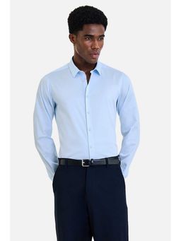 Snitch - Men Sky Blue Solid Full Sleeves Slim Fit Shirt