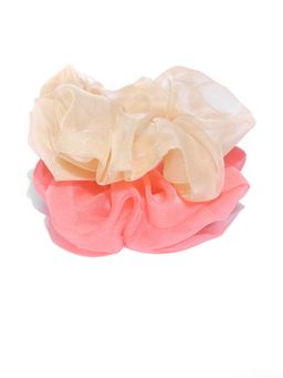 Blueberry - Set Of 2 Gold And Peach Organza Scruchies (Pack of 2)