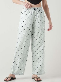 Bewakoof - Official Disney Women's Grey Mickey All Over Printed Wide Leg Pyjamas