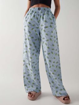 Bewakoof - Women's Blue Friends All Over Printed Wide Leg Pyjamas