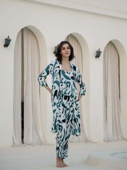 SAY - Women Green Square Neck Viscose Rayon Nightsuit (Pack of 3)