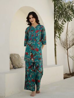 SAY - Women Green Round Neck Pure Cotton Nightsuit (Pack of 2)
