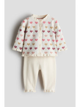 H&M - Girls Beige 2-Piece Fine-Knit Set