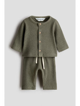 H&M - Kids Green 2-Piece Waffled Cotton Set