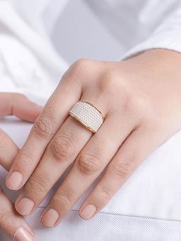 SWASHAA - Gold Avena Pearl Cluster Domea Ring