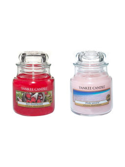 Yankee Candle - Classic Jar Pink Sands and Red Raspberry Scented Candles (Pack of 2)