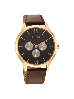 Sonata - 7140WL01 Brown Dial Multifunction Analog Watch for Men