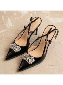 OZZARO - Women Black Midnight Facet Stiletto Heels