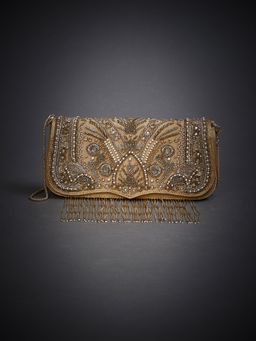 RI.Ritu Kumar - Gold Embroidered Flap Sling Bag
