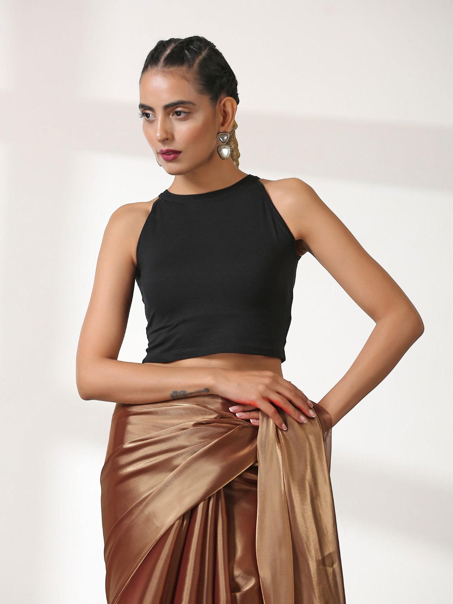 swtantra Black Stretchy Stitched Blouse-picture-41