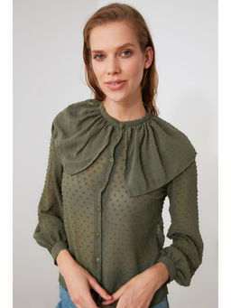 Trendyol - Khaki Tulle Led Blouse