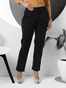 FITHUB - Women Black Comfort Wrinkle Free Formal Pant
