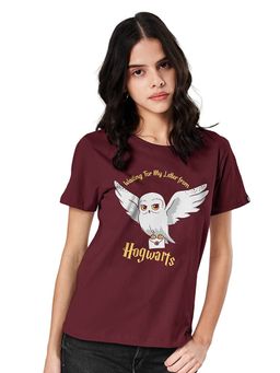 The Souled Store - Harry Potter Maroon Hedwig Special T-Shirt for Women
