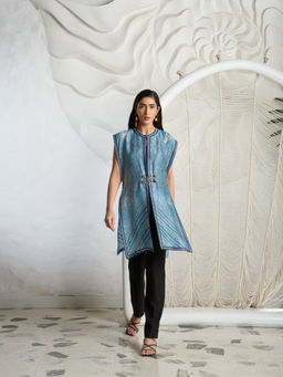 Kamaali Pret - Sohil Blue Printed Top with Pant (Set of 2)