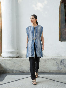 Kamaali Pret - Amal Blue Printed Top with Pant (Set of 2)