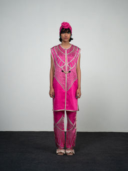 Kamaali Pret - Mujer Pink Printed Top with Pant (Set of 2)