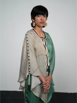 Kamaali Pret - Mylah Green Colorblock Cape Top
