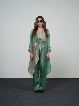 Kamaali Pret - Noor Green Colorblock Cover-Up Midi Dress