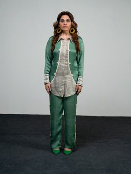 Kamaali Pret - Emma Green Printed Shirt with Pant (Set of 2)