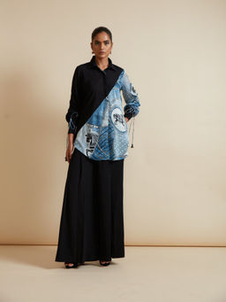 Kamaali Pret - Maira Blue Printed Shirt with Pant (Set of 2)