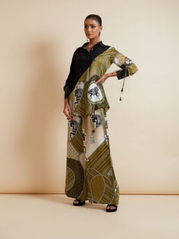 Kamaali Pret - Asher Olive Printed Shirt with Pant (Set of 2)