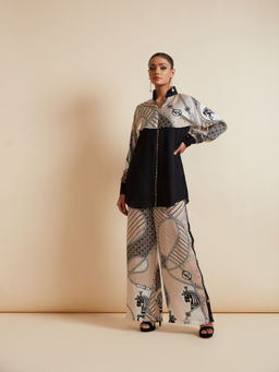 Kamaali Pret - Ameera Beige Printed Shirt with Pant (Set of 2)