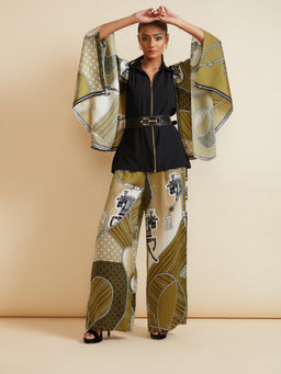 Kamaali Pret - Mobin Olive Printed Shirt