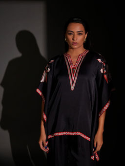 Kamaali Pret - Gambling Black Printed Kaftan Top