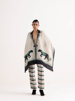 Kamaali Pret - Jama Beige Printed Cape Top