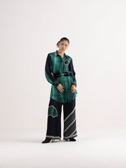 Kamaali Pret - Tishala Green Printed Shirt with Pant (Set of 2)
