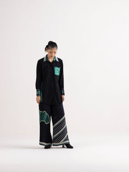 Kamaali Pret - Amarli Green Printed Shirt with Pant (Set of 2)