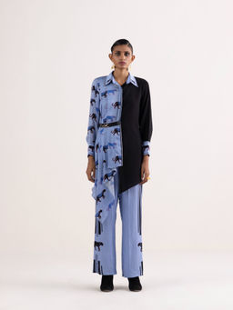 Kamaali Pret - Layla Blue Printed Shirt with Pant (Set of 2)