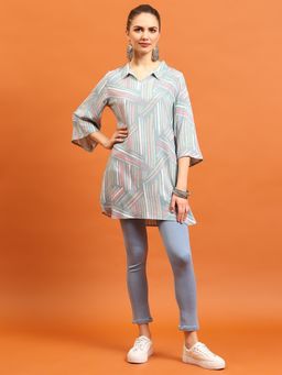 Shree - Women Rayon Grey Abstract Printed Tunic