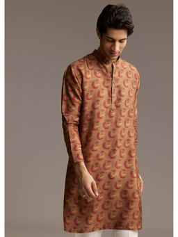 KALKI FASHION - Brown Silk Full Sleeves Kurta