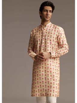 KALKI FASHION - Beige Silk Full Sleeves Kurta