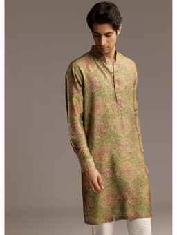 KALKI FASHION - Olive Silk Full Sleeves Kurta