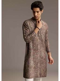 KALKI FASHION - Brown Silk Full Sleeves Kurta