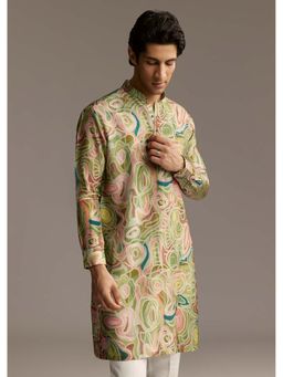 KALKI FASHION - Green Silk Full Sleeves Kurta