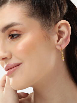 Carlton London - 18Kt Gold Plated Cz Dangling Heart Solitaire Drop Earring