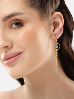 Carlton London - 18Kt Gold Plated Cz Dangling Chain Drop Earring