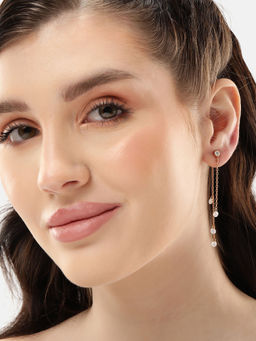 Carlton London - 18Kt Rose Gold Plated Chain Drop Earring