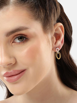 Carlton London - 18kt Gold Plated Oval Drop Link Earring
