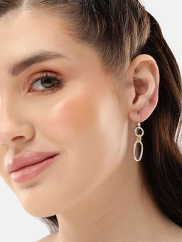 Carlton London - Rhodium 18kt Gold Plated Contemporary Drop Earring