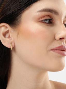 Carlton London - 18kt Gold Plated CZ Circular Hoop Earring