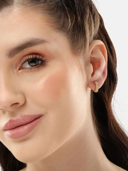 Carlton London - 18kt Gold Plated CZ Heart Hoop Earring