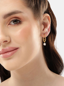 Carlton London - 18kt Gold Plated Pearl Half Hoop Earring