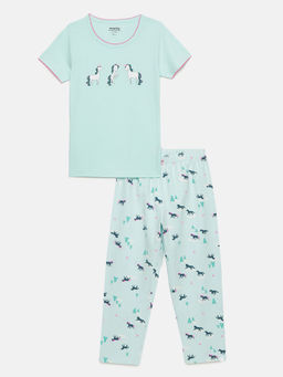 mackly - Girls Printed Night Suit (Set of 2)