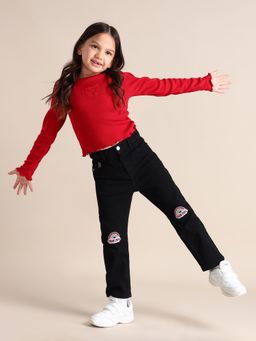 U.S. POLO ASSN. - Embroidered Black Cotton Jeans