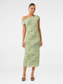 Forever New - Green Gracelynn Twist Shoulder Mesh Midi Dress
