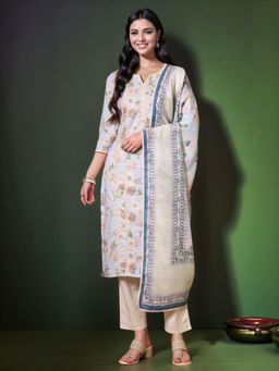 Gahan - Pastel Blue Digital-Printed Kurta & Pant with Crosio Lace and Printed Dupatta